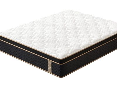 Full Size Luxury Hybrid Mattress – Factory Sealed – White/Black/Gold-NEW Open Box
