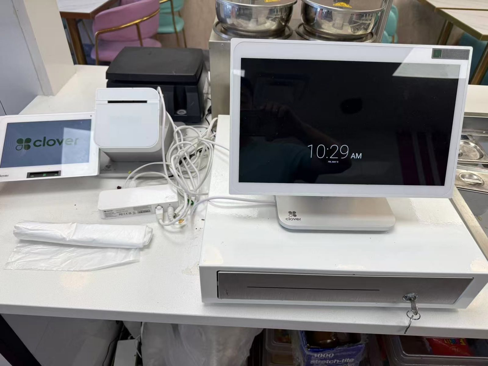 Clover POS dual monitor station for sale