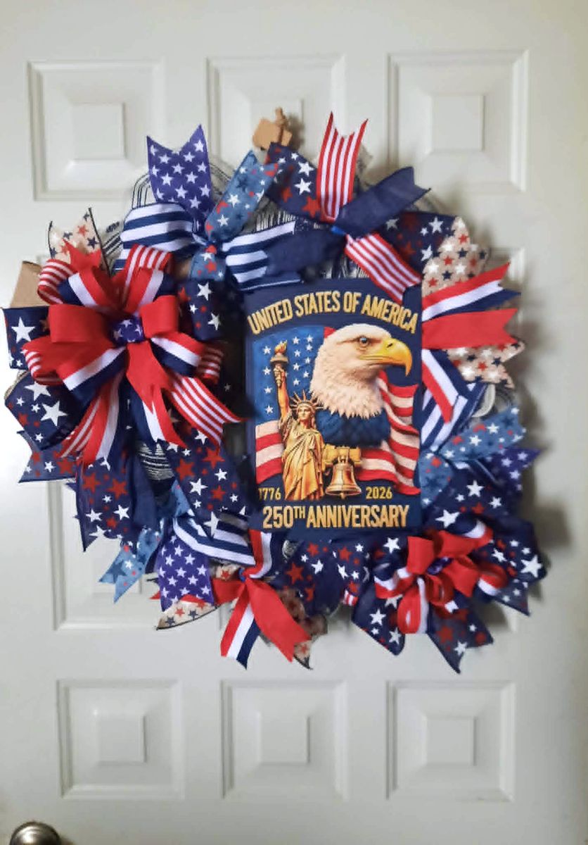 Handmade patriotic 250th Anniversary wreath