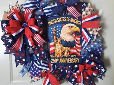 Handmade patriotic 250th Anniversary wreath