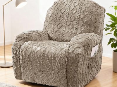 JOKIVTOU Recliner Chair Covers 4-Pieces Reclining Chair Slipcovers with Pocket& Elastic Bottom, Soft Feel Fitted Lazy Boy