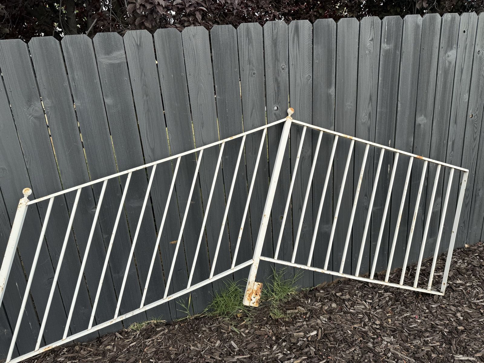 Vintage White Metal Fence Section - Balcony/Porch Railing (Minor Rust)