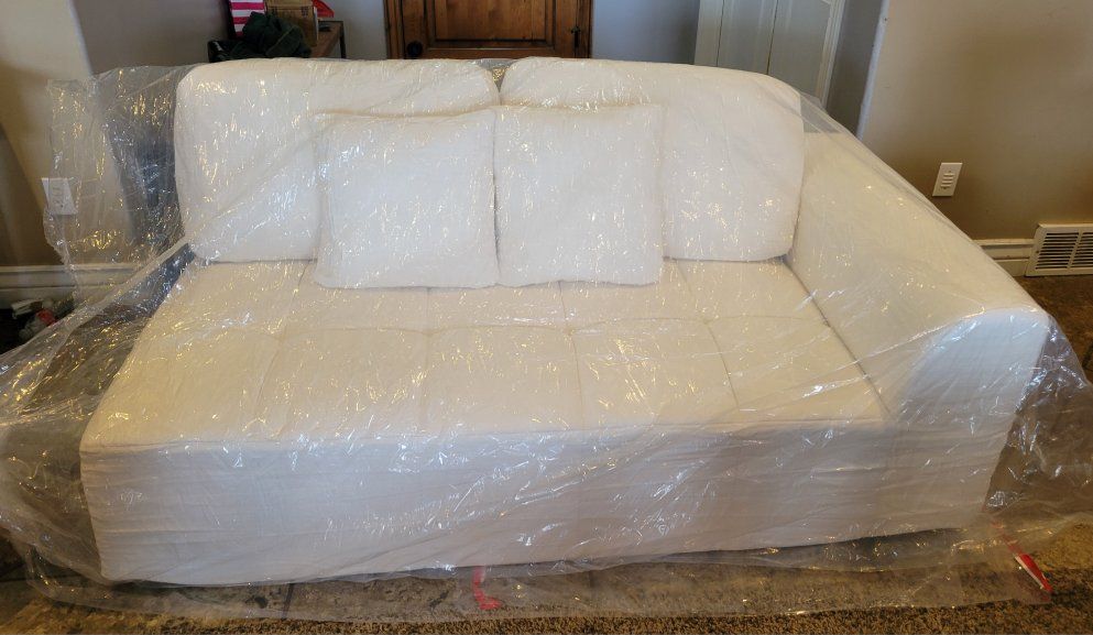 NEW- Creamy White Modern Chaise Lounge