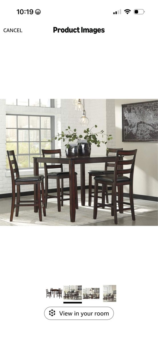 Signature Design by Ashley Coviar 5 Piece Counter Height Dining Set, Includes Table & 4 Barstools, Brown