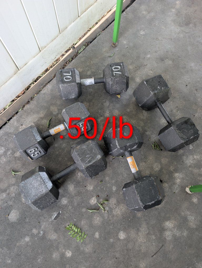 Used Hex Dumbbells - 65lb, 70lb, 80lb, 90lb Pairs - Strength Training Weights
