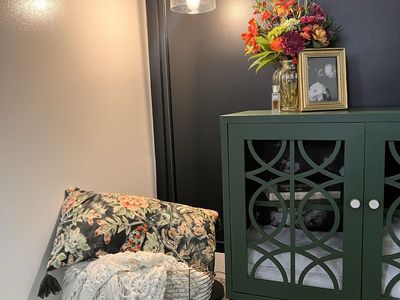 Green Accent Cabinet w/ floral interior