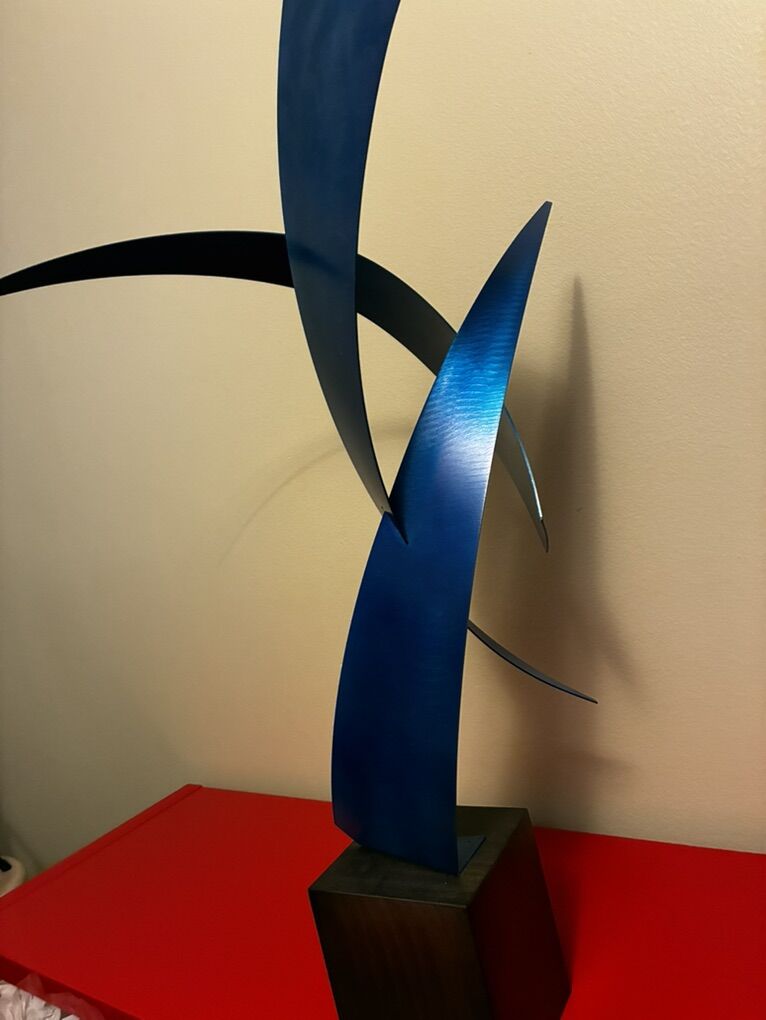 Modern Sculpture Blue With Black Base