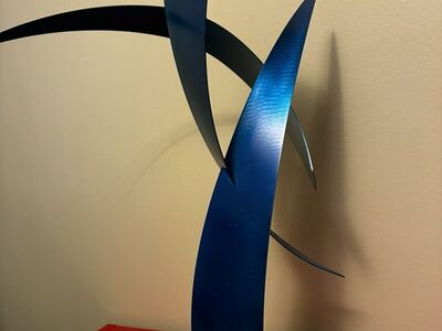 Modern Sculpture Blue With Black Base