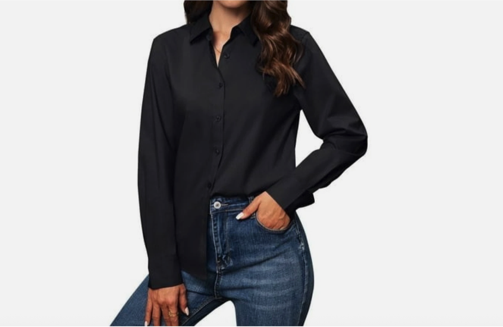 Siliteelon Womens Black Button Down Shirt Long Sleeve Work Office Blouse Top