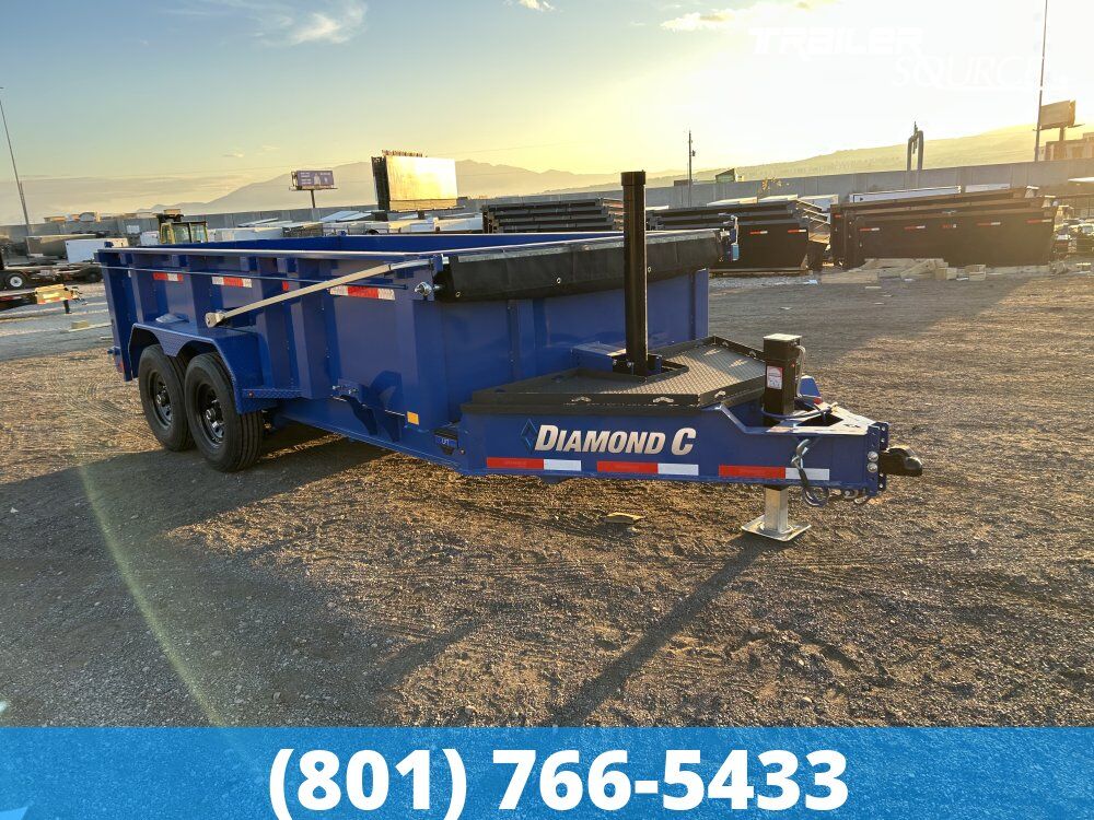 7x14 Diamond C LPT 207 Dump Trailer - 32" Sides - 15.5K GVWR - 14 Ply Tires, Long Arm Tarp