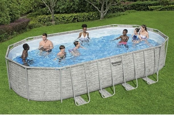 Bestway Power Steel Above Ground Pool Set, L 22’ x W 12’ x H 52"