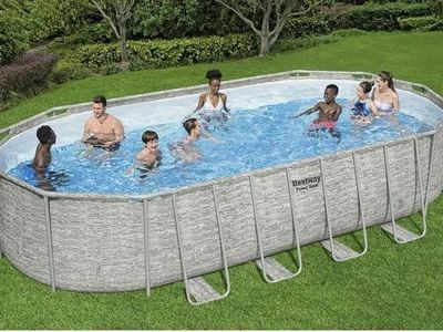 Bestway Power Steel Above Ground Pool Set, L 22’ x W 12’ x H 52"