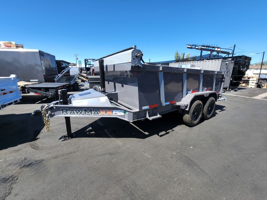 2026 RawMaxx 7X14 LPXT 14K with Hydraulic Jack and Stabilizer Legs Telescopic Dump Trailer