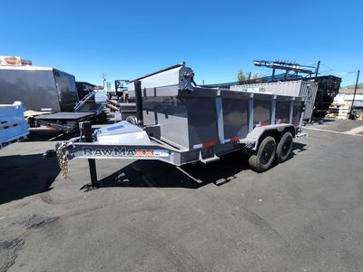 2026 RawMaxx 7X14 LPXT 14K with Hydraulic Jack and Stabilizer Legs Telescopic Dump Trailer