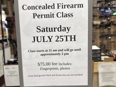 Concealed Firearm Permit Class July 25th!