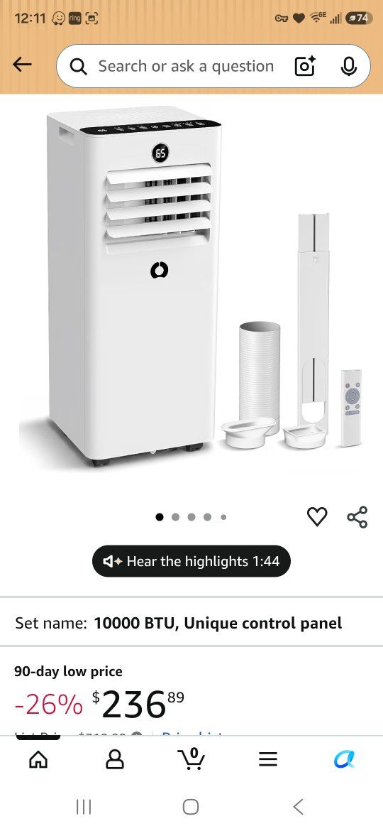 Portable Air Conditioner 10000 BTU - Model A016JE-10K