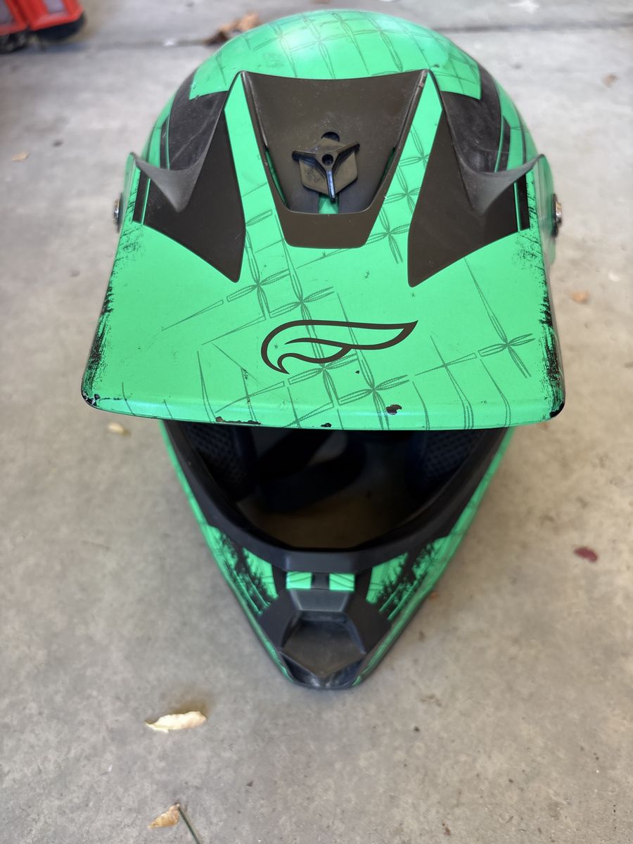 Fulmer ATV Dirt Bike Helmet, Green & Black, Full Face, Size YOUTH MEDIUM