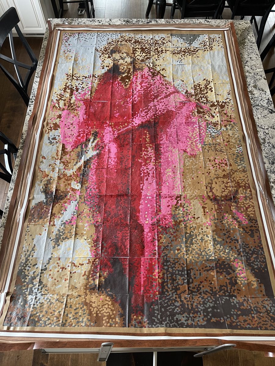 Large Pointilism Picture of Christ