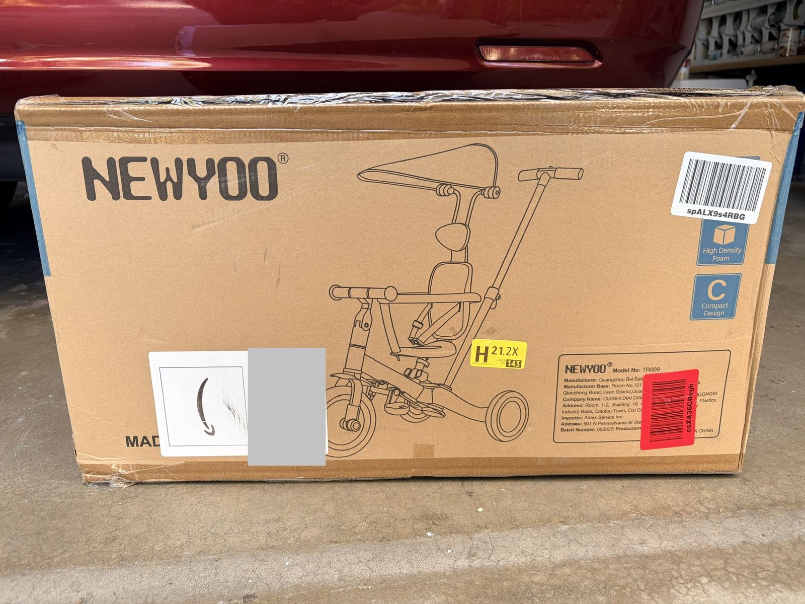 NEWYOO TR007 5-in-1 Balance Bike / Tricycle with Steering Push Handlebar