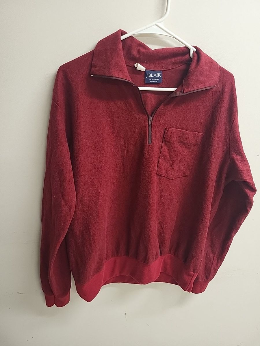 J. BLANC Fine Mens Red Polo Shirt - Long Sleeve, Size Large