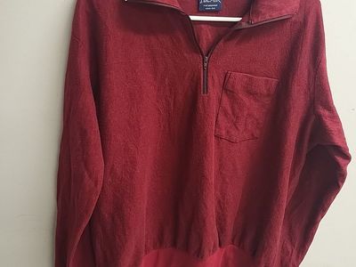 J. BLANC Fine Mens Red Polo Shirt - Long Sleeve, Size Large