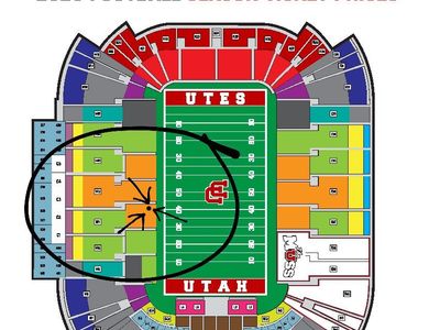 2 Utah Utes Football Season Tickets - Row 6 near aisle and midfield