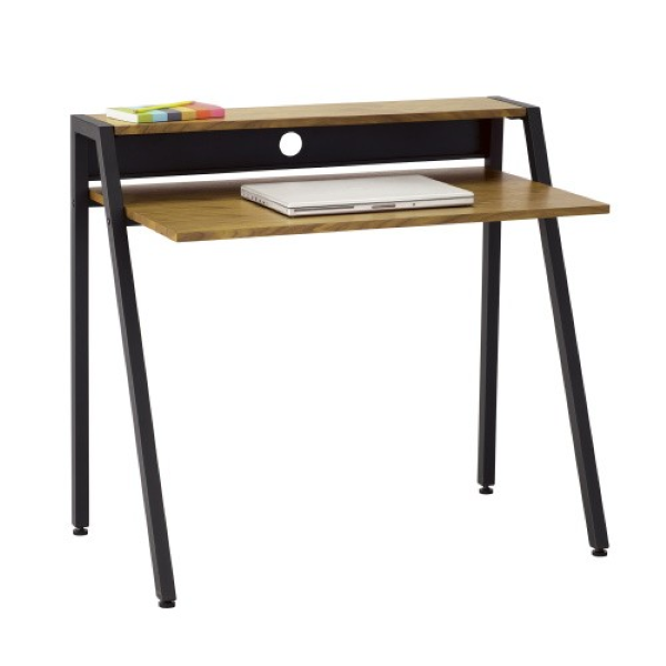 SAFCO COMPACT MODERN STUDIO WRITING DESK TABLE,  NATURAL VENEER/BLACK FRAME, MODEL #1951BL-NEW IN ORIGINAL BOX!!!