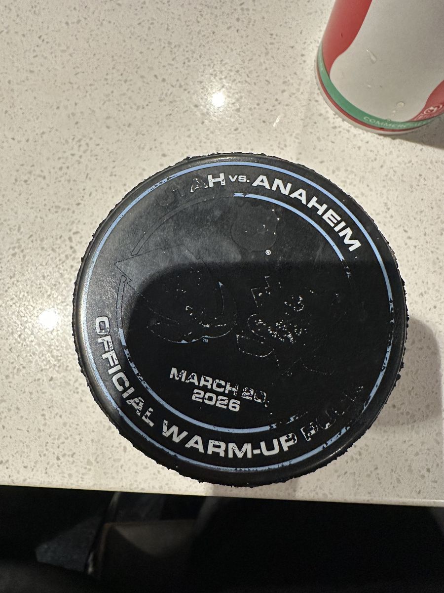 Utah Mammoth vs. Anaheim Ducks Warmup Puck March 20, 2026 game.