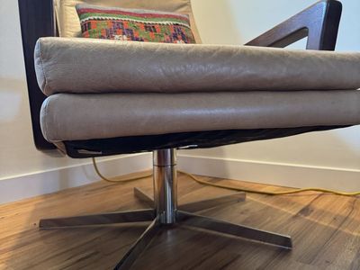 Leather mid century swivel chair