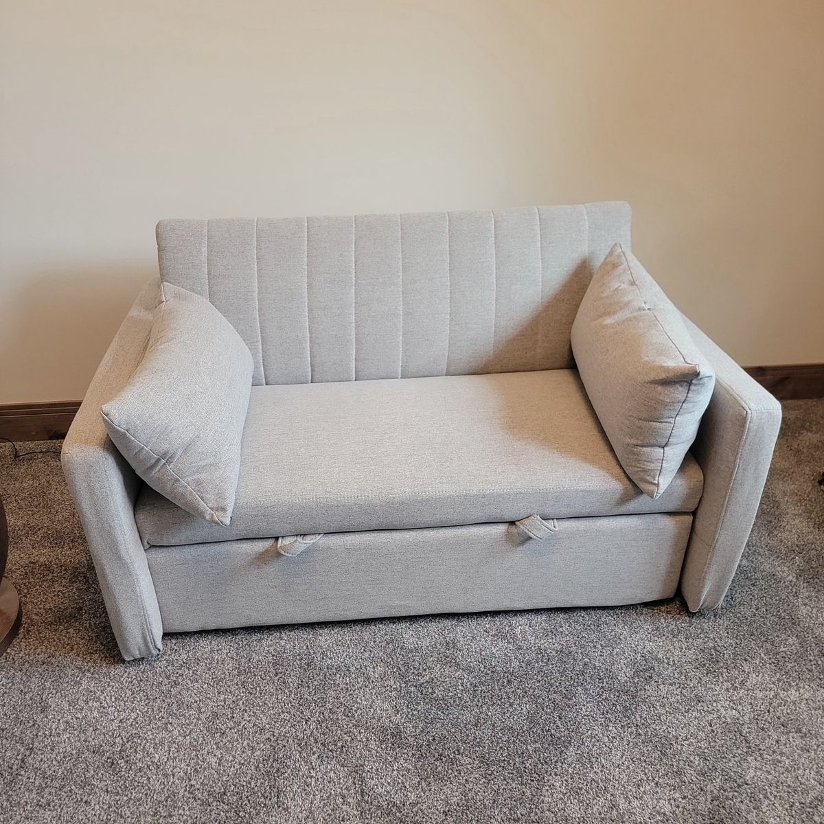 Compact Convertible Sofa Bed with Ottoman - Space-Saving Sleeper Chair Couch Light Beige