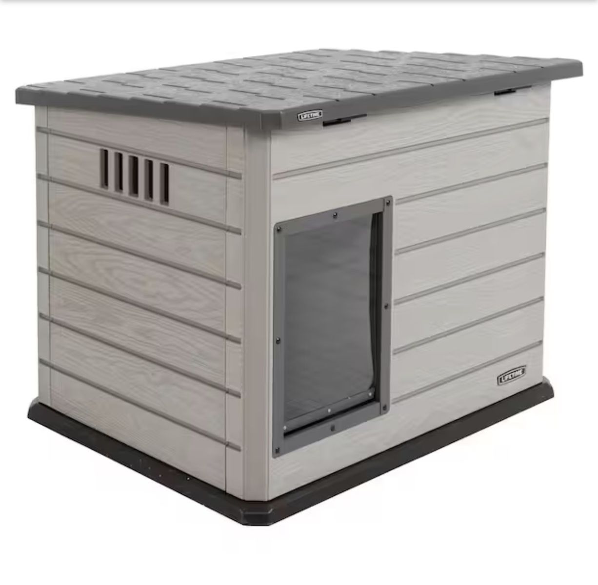 Lifetime Large Insulated Dog House - Grey/White - All-Weather Pet Shelter