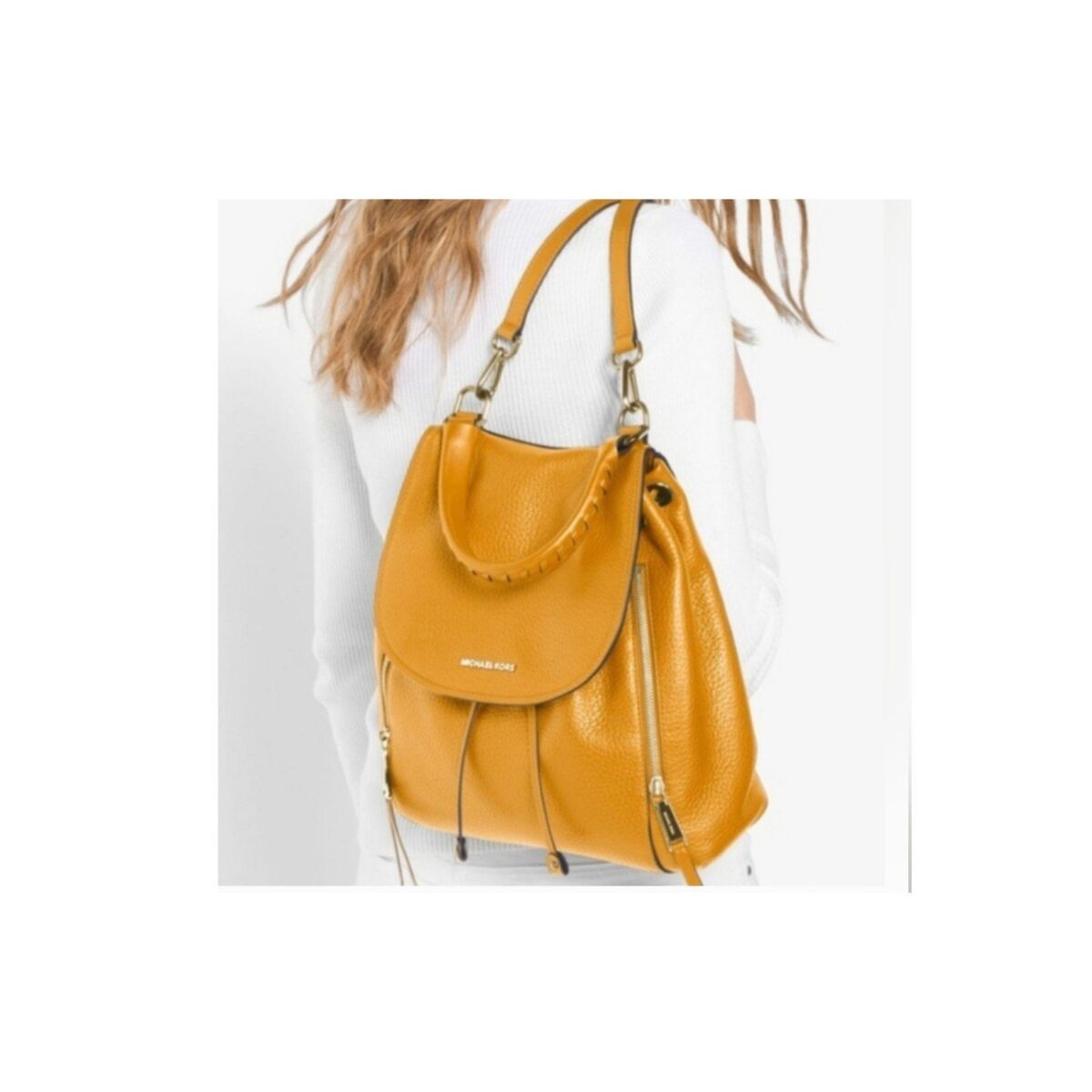 Michael Kors Viv Large Pebbled Leather Backpack Marigold - Excellent Condition