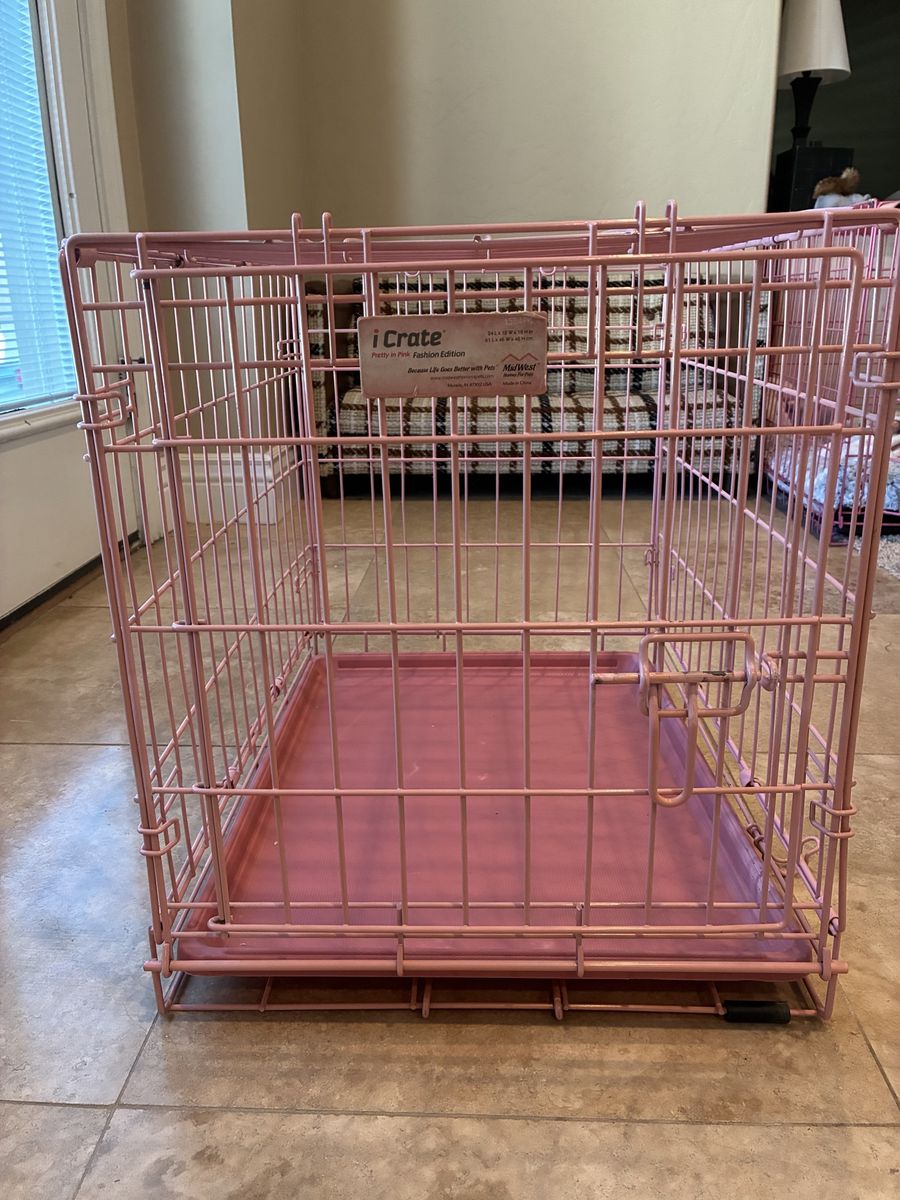 Pink Dog Kennel for Small Dog, Soft Bed Included