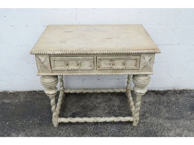 Vintage Hand-Painted Italian Rococo Style Console Table with 2 Drawers