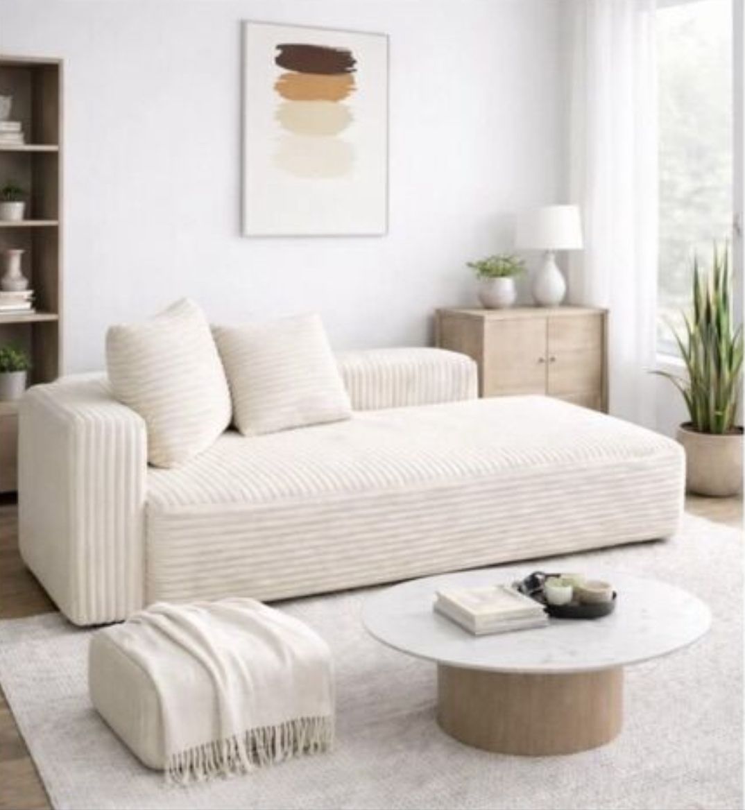 NEW! 68” Sofa loveseat chaise cream colored  soft