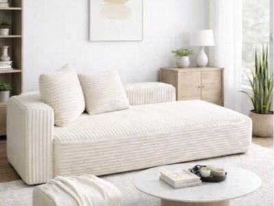 NEW! 68” Sofa loveseat chaise cream colored soft