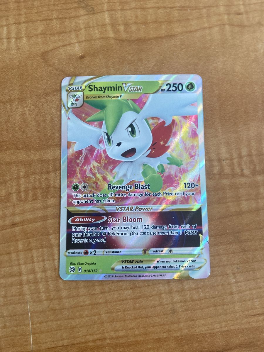 Pokémon TCG Shaymin VSTAR 014/172 Full Art Holo Card (2022) - HP250 "Revenge Blast"