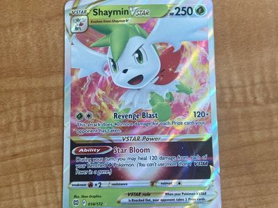 Pokémon TCG Shaymin VSTAR 014/172 Full Art Holo Card (2022) - HP250 "Revenge Blast"