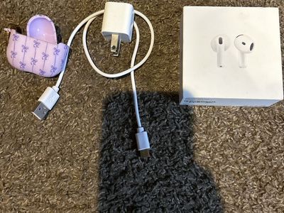 Apple AirPods 4th Gen Wireless Earbuds with Charging Case & Purple Accessory Case