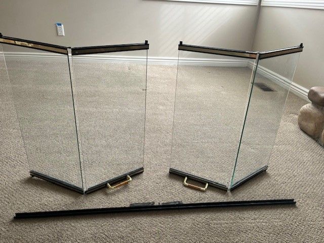 Glass and Brass Fireplace Insert Doors