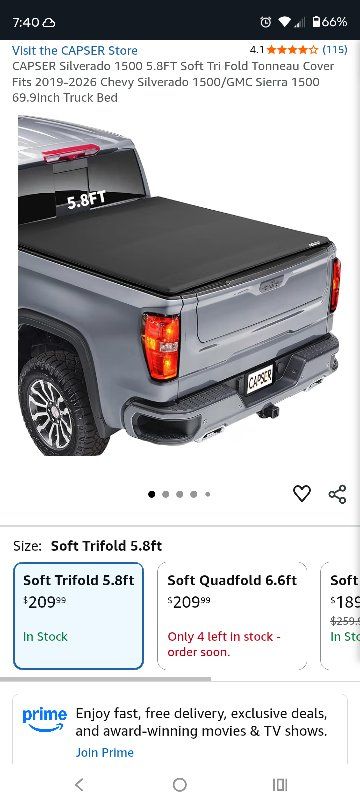 CAPSER Soft Tri-Fold Tonneau Cover 5.8FT Bed for 2019-2026 Chevy Silverado / GMC Sierra