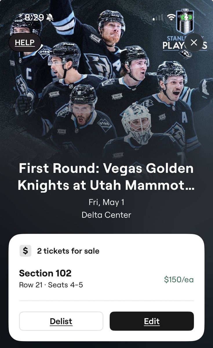 Game 6 Mammoth Tickets -Single Goal View-