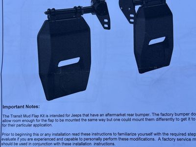 NEW-TeraFlex 4808500 JK Transit Mud Flap Kit - Black, for Jeeps with Aftermarket Rear Bumper