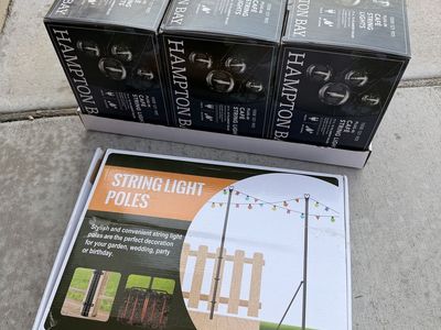 New Hampton Bay Cafe String Lights (3 sets, 11ft each) and String Light Poles (1 set)