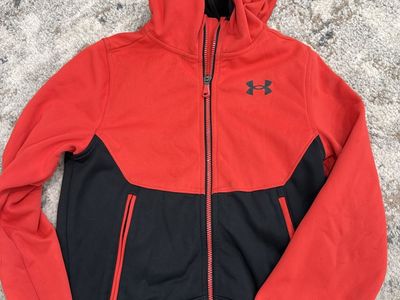 Under Armour Storm Youth Small Full-Zip Hooded Jacket Red Black