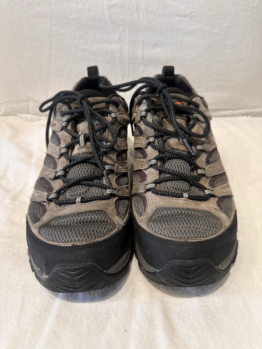 Merrell men’s size 12, gray mesh and leather waterproof hiking shoes