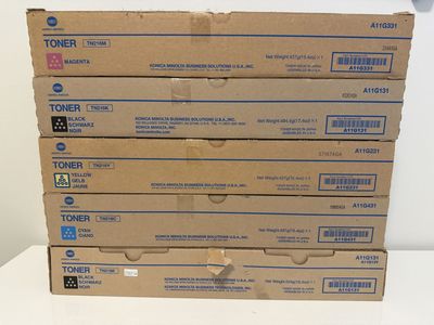 Konica Minolta TN216 (TN216M, TN216K, TN216Y, TN216C) Toner Cartridge Set - New, Sealed