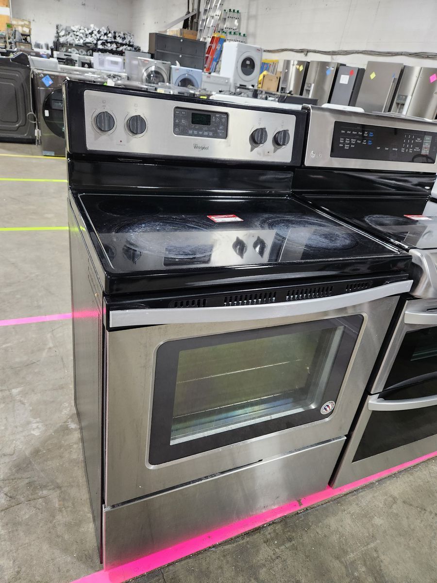 WHIRLPOOL STAINLESS STEEL GLASS TOP RANGE! W-WARRANTY