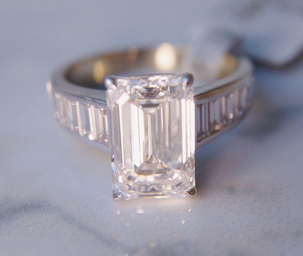 5.23CTW LAB Emerald Cut Diamond Ring with Baguette Accents – 14K White Gold, D/VS1, IGI Certified