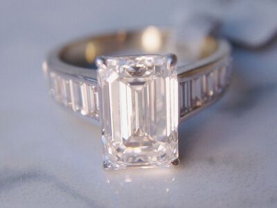 5.23CTW LAB Emerald Cut Diamond Ring with Baguette Accents – 14K White Gold, D/VS1, IGI Certified